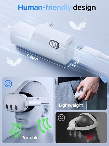 Battery Pack for Oculus Quest 2, Accessories for Oculus Quest 2 Headset, 5000mAh Extended Power Compatible with Meta Quest 2 Oculus Original Strap and Elite Strap Extended Play time VR Power Bank in Saudi Arabia