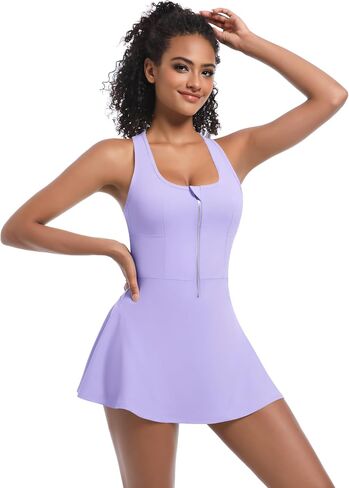 Women's Sleeveless Tennis Dress with Built-in Shorts,Athletic Dress Breathable Stretch Workout Activewear in Saudi Arabia