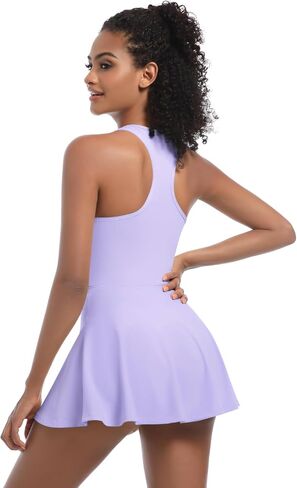 Women's Sleeveless Tennis Dress with Built-in Shorts,Athletic Dress Breathable Stretch Workout Activewear in Saudi Arabia