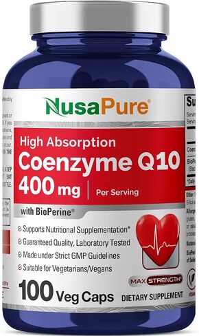 NusaPure CoQ10 400 mg 200 Veggie Caps (Non-GMO & Gluten-Free) Coenzyme Q10, Antioxidant COQ-10 Enzyme, Coq 10 - Serving Size 2 Daily Caps in Saudi Arabia