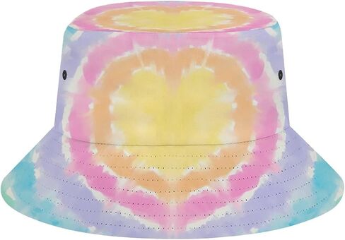 Tie Dye Multi Rainbow Bucket Hat for Women Men Fashion Sun Hat Packable Travel Beach Fisherman Hat in Kuwait