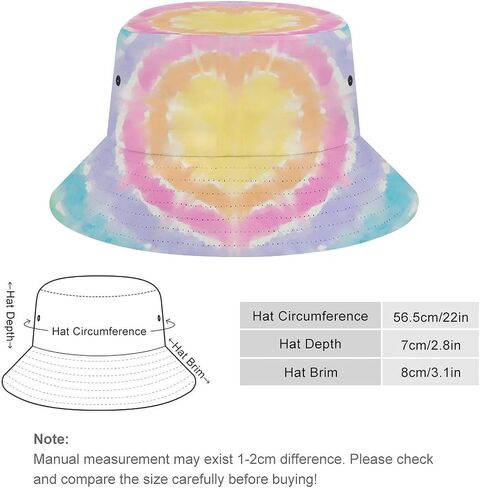 Tie Dye Multi Rainbow Bucket Hat for Women Men Fashion Sun Hat Packable Travel Beach Fisherman Hat in Kuwait