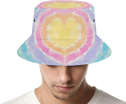 Tie Dye Multi Rainbow Bucket Hat for Women Men Fashion Sun Hat Packable Travel Beach Fisherman Hat in Kuwait