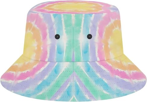 Tie Dye Multi Rainbow Bucket Hat for Women Men Fashion Sun Hat Packable Travel Beach Fisherman Hat in Kuwait