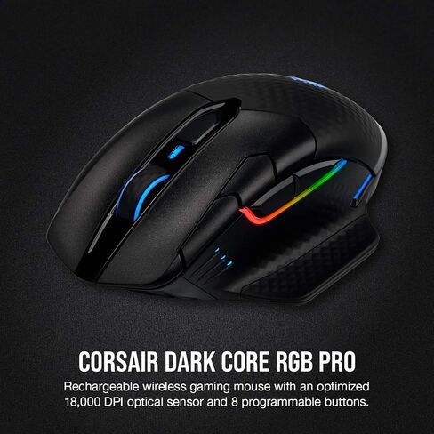 Corsair DARKSTAR RGB Wireless Gaming Mouse for MMO, MOBA - 26,000 DPI - 15 Programmable Buttons - Up to 80hrs Battery - iCUE Compatible - Black in Saudi Arabia