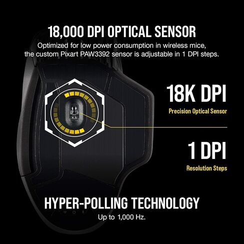 Corsair DARKSTAR RGB Wireless Gaming Mouse for MMO, MOBA - 26,000 DPI - 15 Programmable Buttons - Up to 80hrs Battery - iCUE Compatible - Black in Saudi Arabia