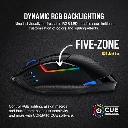 Corsair DARKSTAR RGB Wireless Gaming Mouse for MMO, MOBA - 26,000 DPI - 15 Programmable Buttons - Up to 80hrs Battery - iCUE Compatible - Black in Saudi Arabia