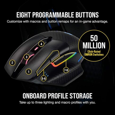 Corsair DARKSTAR RGB Wireless Gaming Mouse for MMO, MOBA - 26,000 DPI - 15 Programmable Buttons - Up to 80hrs Battery - iCUE Compatible - Black in Saudi Arabia