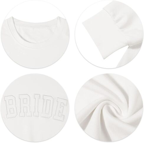 MYHALF Bride Sweatshirt Women Bachelorette Party Shirt Embroidered Bride Pullover Future Mrs Gift Long Sleeve Wedding Top in Saudi Arabia