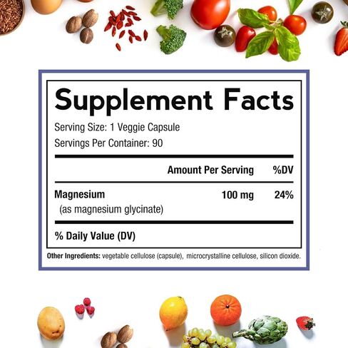 Doctor's Recipes Magnesium Glycinate for Men & Women, 100mg Elemental Mag, 90 Caps, Amino Acid Chelated, High Absorption, Easy on Stomach, Calm, Bone, Muscle, Heart, Energy, Nerve, Sleep, No Gluten in Saudi Arabia