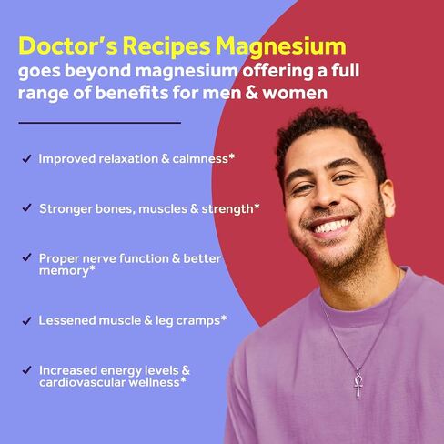 Doctor's Recipes Magnesium Glycinate for Men & Women, 100mg Elemental Mag, 90 Caps, Amino Acid Chelated, High Absorption, Easy on Stomach, Calm, Bone, Muscle, Heart, Energy, Nerve, Sleep, No Gluten in Saudi Arabia