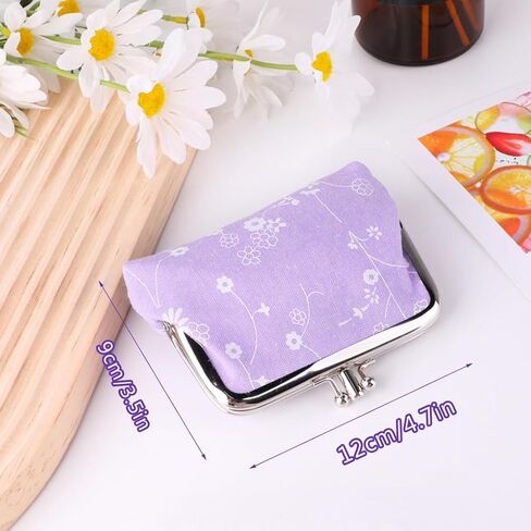 Oyachic 2 PCS Coin Press Canvas Change Pouch Spring Writal Wallet Lock Lock Handbags for Women ، Park Summer Park (Purple) in Kuwait
