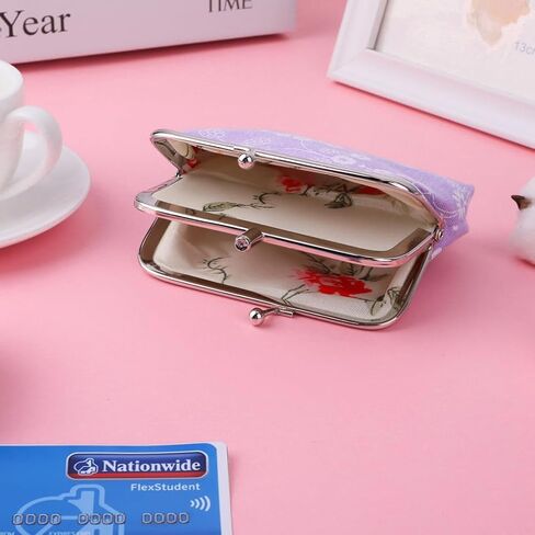 Oyachic 2 PCS Coin Press Canvas Change Pouch Spring Writal Wallet Lock Lock Handbags for Women ، Park Summer Park (Purple) in Kuwait