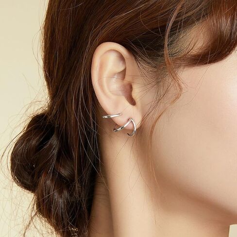 أقراط Voroco Dainty Trendy 925 Strling Silver Stud أقراط ثلاثية الوهم Cuff Huggie Claw Percings Bicings for Women Jewelry Gifts in Kuwait