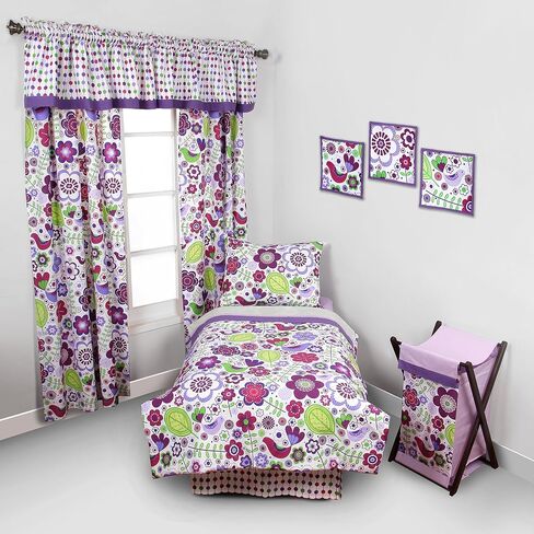 Bacati Butterflies/Ladybug Pink/Chocolate 4 Piece Girls Toddler Bedding Set, 100 Percent Cotton Includes Reversible Comforter, Fitted Sheet, Top Sheet and Pillow Case for US Standard Toddler Bed in Kuwait