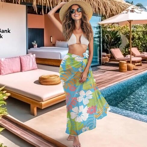 أوراق الزهرة الاستوائية أوراق Sarong Wraps Coverups chiffon Long Bikini لفات Reserge Share Share Skirt Skirt in Saudi Arabia