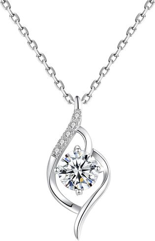 DRTMLY Heart Necklace for Women, Silver Love Heart Pendant Necklace with Cubic Zirconia, Birthday Gift for Wife, Anniversary Present for Wife, Women, Jewelry Gifts for Girlfriend, Mom in Saudi Arabia