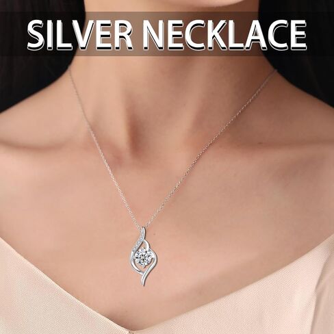 DRTMLY Heart Necklace for Women, Silver Love Heart Pendant Necklace with Cubic Zirconia, Birthday Gift for Wife, Anniversary Present for Wife, Women, Jewelry Gifts for Girlfriend, Mom in Saudi Arabia