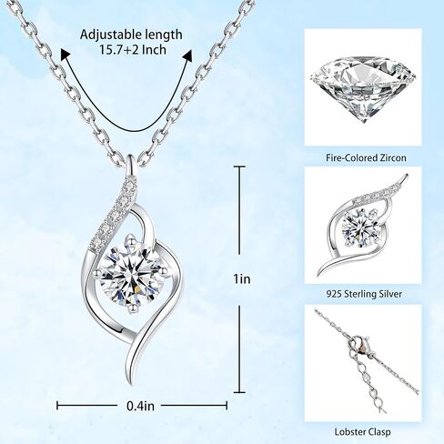 DRTMLY Heart Necklace for Women, Silver Love Heart Pendant Necklace with Cubic Zirconia, Birthday Gift for Wife, Anniversary Present for Wife, Women, Jewelry Gifts for Girlfriend, Mom in Saudi Arabia