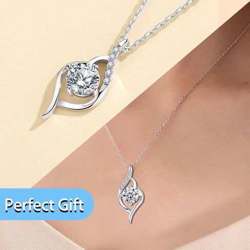 DRTMLY Heart Necklace for Women, Silver Love Heart Pendant Necklace with Cubic Zirconia, Birthday Gift for Wife, Anniversary Present for Wife, Women, Jewelry Gifts for Girlfriend, Mom in Saudi Arabia