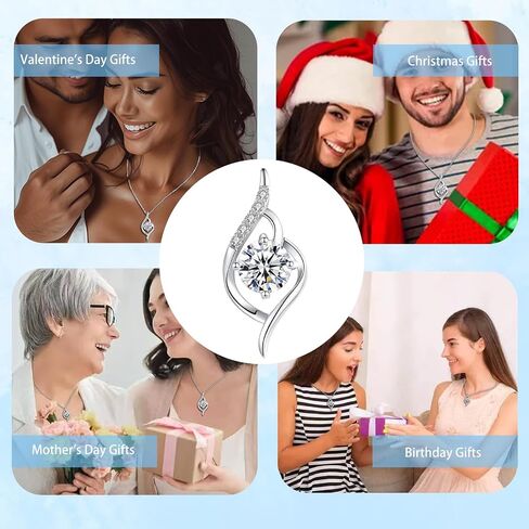 DRTMLY Heart Necklace for Women, Silver Love Heart Pendant Necklace with Cubic Zirconia, Birthday Gift for Wife, Anniversary Present for Wife, Women, Jewelry Gifts for Girlfriend, Mom in Saudi Arabia