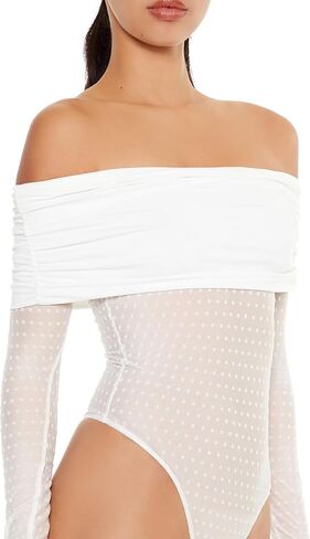 Forever 21 womens Clip-dot Foldover Thong Bodysuit in Saudi Arabia