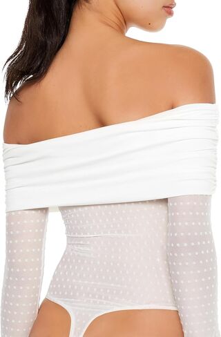 Forever 21 womens Clip-dot Foldover Thong Bodysuit in Saudi Arabia