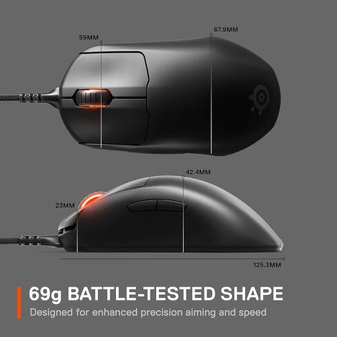 فأرة الألعاب من ستيل سيريز برايم FPS – مستشعر بصري ترو موف برو 18000 CPI – 5 أزرار قابلة للبرمجة – مفاتيح بصرية مغناطيسية – إضاءة واضحة RGB - أسود in Kuwait