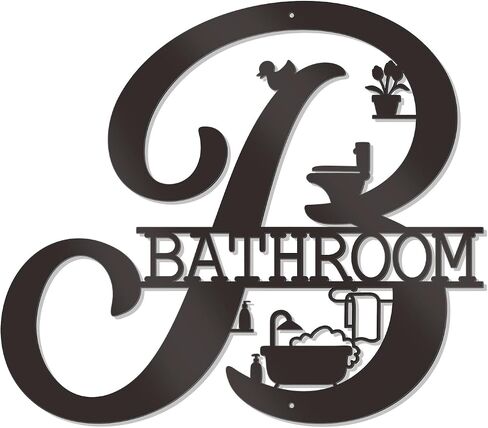Bnesi Bathroom Wall Decor Modern Bathroom decor Metal Bathroom Wall Art Farmhouse Bathroom Sign Funny Bathroom Hanging Decor for Home (Elegant) in Saudi Arabia