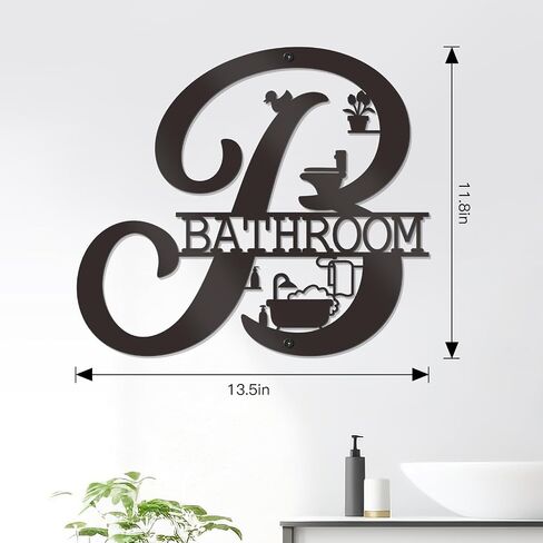 Bnesi Bathroom Wall Decor Modern Bathroom decor Metal Bathroom Wall Art Farmhouse Bathroom Sign Funny Bathroom Hanging Decor for Home (Elegant) in Saudi Arabia