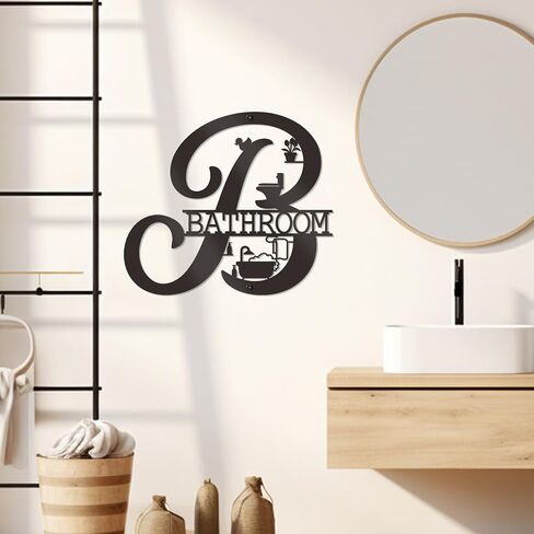 Bnesi Bathroom Wall Decor Modern Bathroom decor Metal Bathroom Wall Art Farmhouse Bathroom Sign Funny Bathroom Hanging Decor for Home (Elegant) in Saudi Arabia