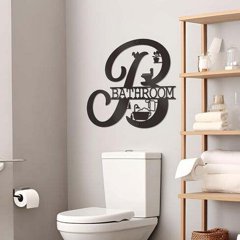 Bnesi Bathroom Wall Decor Modern Bathroom decor Metal Bathroom Wall Art Farmhouse Bathroom Sign Funny Bathroom Hanging Decor for Home (Elegant) in Saudi Arabia