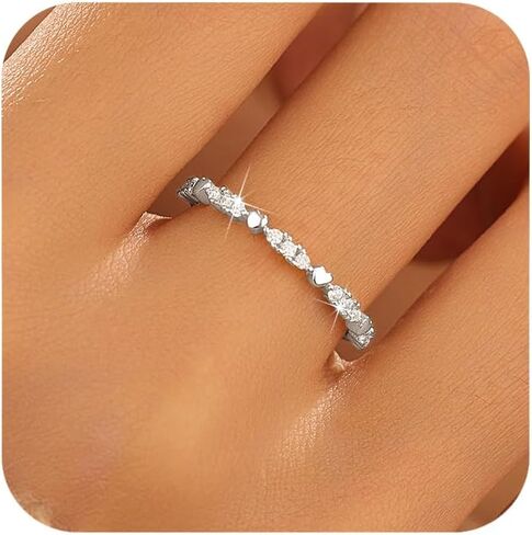 14K Gold Plated Love Heart Rings for Women 925 Sterling Silver Cute Heart Cubic Zirconia Stacking Ring Dainty Friendship Promise Rings Wedding Bridal Party Valentines Day Gifts for Her in Saudi Arabia