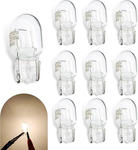 10 PCS Automotive T20 Instrument Indicator Light, 12V Turn Signal Bulb, Quartz Glass Waterproof Housing Monofilament Bulb, Universal for Most Cars (White #7440) in Kuwait