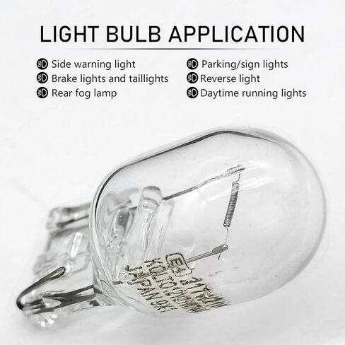 10 PCS Automotive T20 Instrument Indicator Light, 12V Turn Signal Bulb, Quartz Glass Waterproof Housing Monofilament Bulb, Universal for Most Cars (White #7440) in Kuwait
