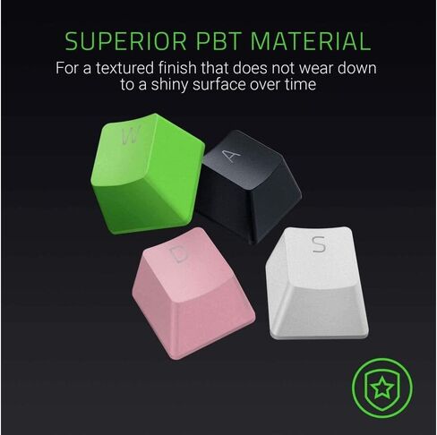 Razer PBT Keycap + مجموعة ترقية الكابل الملفوف: Doubleshot PBT المتين - التوافق العالمي - أداة إزالة غطاء المفاتيح والمثبتات - ملفوف ومصمم بشكل تكتيكي - كابل ألياف مضفر - وردي كوارتز in Kuwait