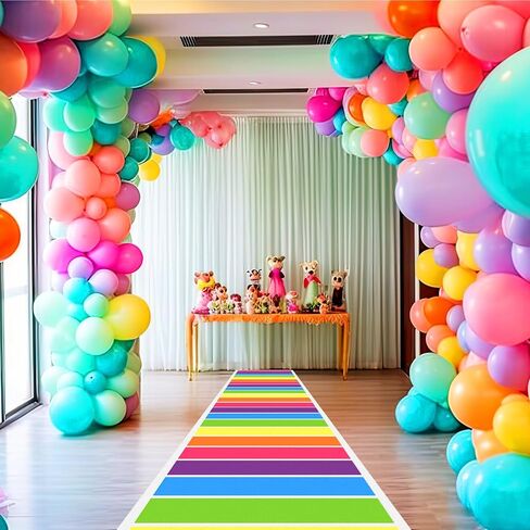 Timgle 2.6 x 33 ft Colorful Polyester Carpet Candy Theme Runway Rug Hallway Runner Rug Cute Table Runner Colored Floor Party Decorations for Birthday Party Supplies in Saudi Arabia