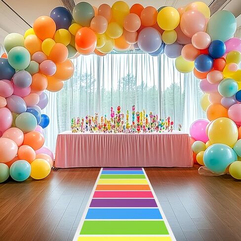 Timgle 2.6 x 33 ft Colorful Polyester Carpet Candy Theme Runway Rug Hallway Runner Rug Cute Table Runner Colored Floor Party Decorations for Birthday Party Supplies in Saudi Arabia