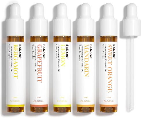 Essential Oils Set (Peppermint, Eucalyptus, Tea Tree Lavender, Lemongrass, Sweet Orange) - Natural Fragrance Gift for Women & Men, Aromatherapy Oils with Dopper for Topical Skin, Body, Diffuser, Home in Saudi Arabia