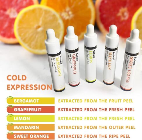 Essential Oils Set (Peppermint, Eucalyptus, Tea Tree Lavender, Lemongrass, Sweet Orange) - Natural Fragrance Gift for Women & Men, Aromatherapy Oils with Dopper for Topical Skin, Body, Diffuser, Home in Saudi Arabia