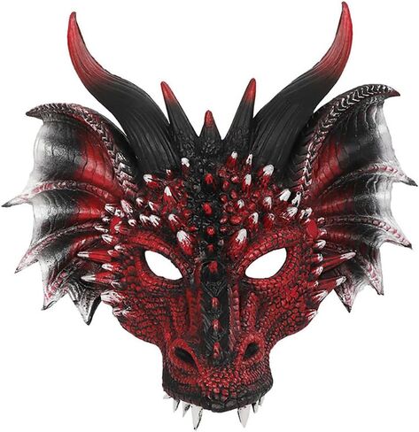 Breathable 3D Dragon Mask Costume for Adults & Teens - Lightweight Halloween Cosplay Headdress with Adjustable Strap in Saudi Arabia