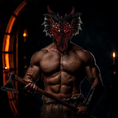 Breathable 3D Dragon Mask Costume for Adults & Teens - Lightweight Halloween Cosplay Headdress with Adjustable Strap in Saudi Arabia