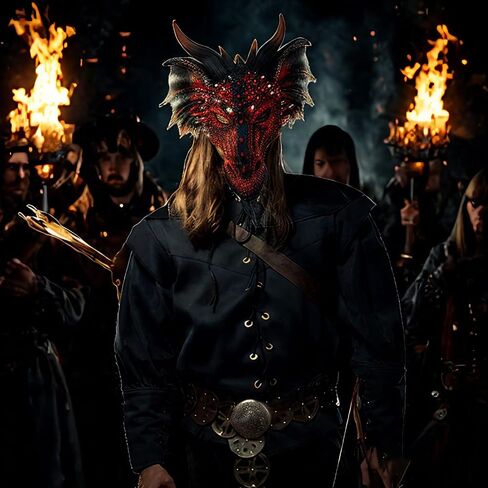 Breathable 3D Dragon Mask Costume for Adults & Teens - Lightweight Halloween Cosplay Headdress with Adjustable Strap in Saudi Arabia