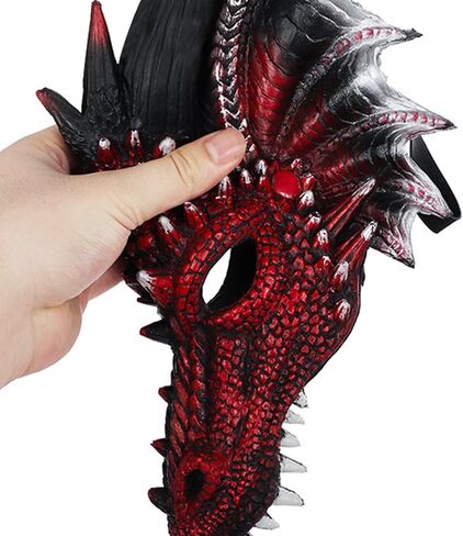 Breathable 3D Dragon Mask Costume for Adults & Teens - Lightweight Halloween Cosplay Headdress with Adjustable Strap in Saudi Arabia