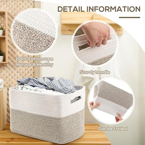 Geetery 6 Pack Woven Basket for Storage Woven Baskets for Organizing Decorative Storage Baskets Storage Bins Cotton Rope Storage Basket for Shelves, Nursery, Playroom and Classroom in Saudi Arabia