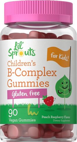 Carlyle Kids B Complex Gummies | 100 Count | Vegan | Natural Peach Raspberry Flavor | Non-GMO, Gluten Free | by Lil Sprouts in Saudi Arabia