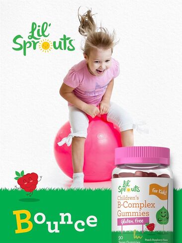 Carlyle Kids B Complex Gummies | 100 Count | Vegan | Natural Peach Raspberry Flavor | Non-GMO, Gluten Free | by Lil Sprouts in Saudi Arabia