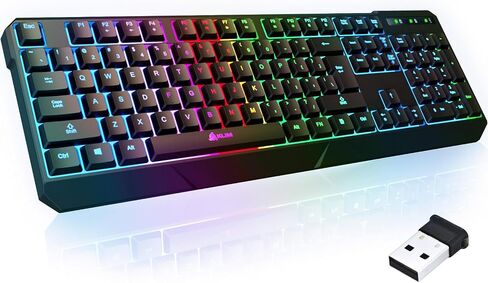 KLIM Blaze & Chroma Wireless Bundle - New 2023 - Wireless Gaming Keyboard and Mouse Combo - Responsive Durable Ergonomic - Backlit Keyboard - RGB Gaming Mouse Wireless - Long-Lasting Built-in Battery in Kuwait