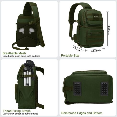 MOSISO Camera Sling Bag, DSLR/SLR/Mirrorless Tactical Camera Crossbody Bag Case Photography Slingpack with Tripod Holder & Removable Modular Inserts Compatible with Canon/Nikon/Sony/Fuji, Black in Saudi Arabia
