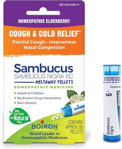 Boiron Sambucus Nigra 6c دواء البلسان المثلي للسعال وتخفيف البرد، والمخاط السميك، وبحة في الصوت، واحتقان الأنف in Saudi Arabia